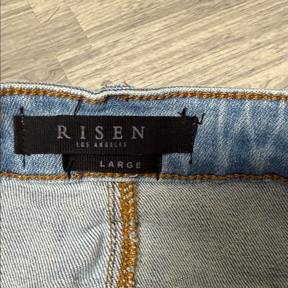 Risen Distressed Denim Mini Skirt Size Large - Picture 4 of 7